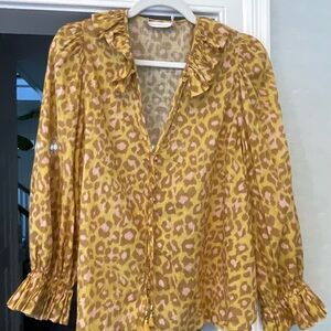 Zimmermann Yellow and Pink Leopard Blouse